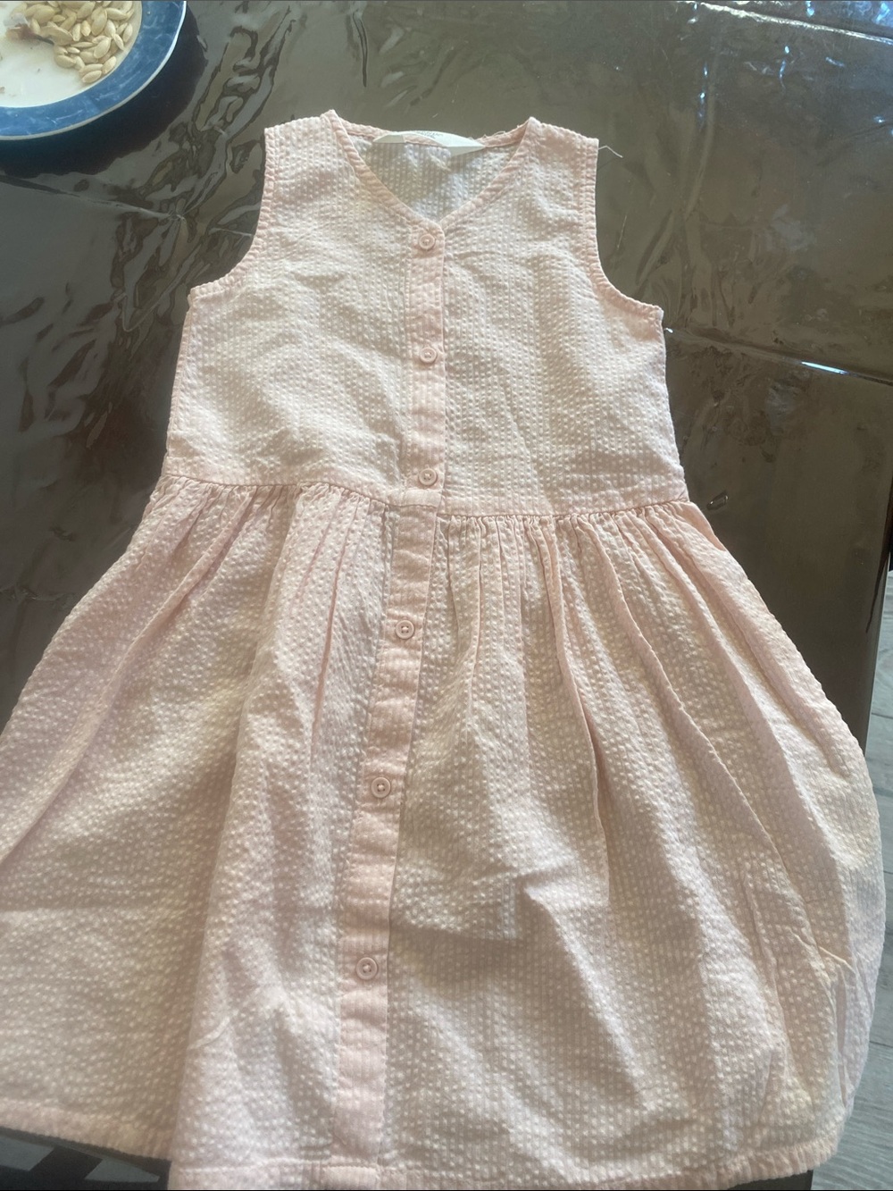 Girls' Sleeveless Pink Button-Front Dress